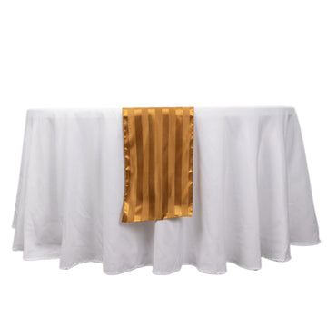 12"x108" Gold Satin Stripe Table Runner, Elegant Tablecloth Runner