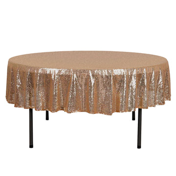 90" Gold Seamless Premium Sequin Round Tablecloth