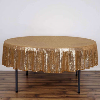 Create a Luxurious Look with the Gold Premium Sequin Round Tablecloth Create a Luxurious Look with the Gold Premium Sequin Round Tablecloth