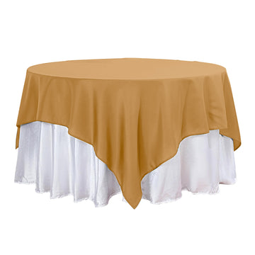 90"x90" Gold Seamless Square Polyester Table Overlay