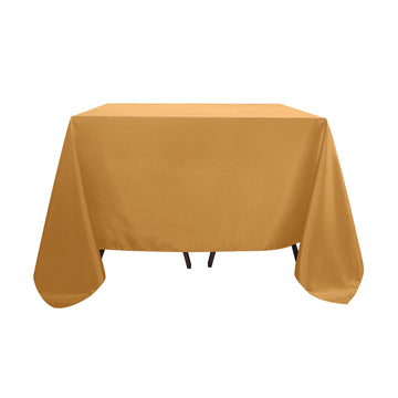 90"x90" Gold Seamless Square Polyester Tablecloth