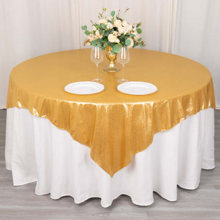 Add a Touch of Elegance with the Gold Shimmer Sequin Dots Table Overlay Add a Touch of Elegance with the Gold Shimmer Sequin Dots Table Overlay