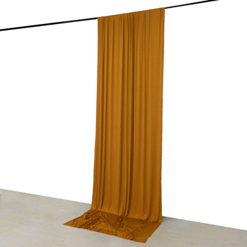 Gold 4-Way Stretch Spandex Event Curtain Drapes, Wrinkle Resistant Backdrop Event Panel with Rod Pockets - 5ftx12ft
