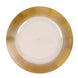 Clear / Gold Lined Rim Charger Plates, Round Plastic Serving Plates with Elegant Ringed Rim#whtbkgd