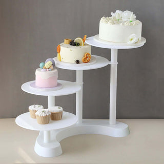 Elegant White 4-Tier Half Moon Plastic Cake Dessert Stand Elegant White 4-Tier Half Moon Plastic Cake Dessert Stand