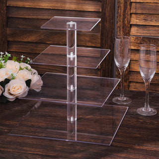 Make Every Moment Extraordinary with the 12" Heavy Duty Acrylic Square Cake Stand