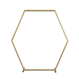 8ft Heavy Duty Gold Metal Hexagonal Wedding Arch Photo Backdrop Stand#whtbkgd