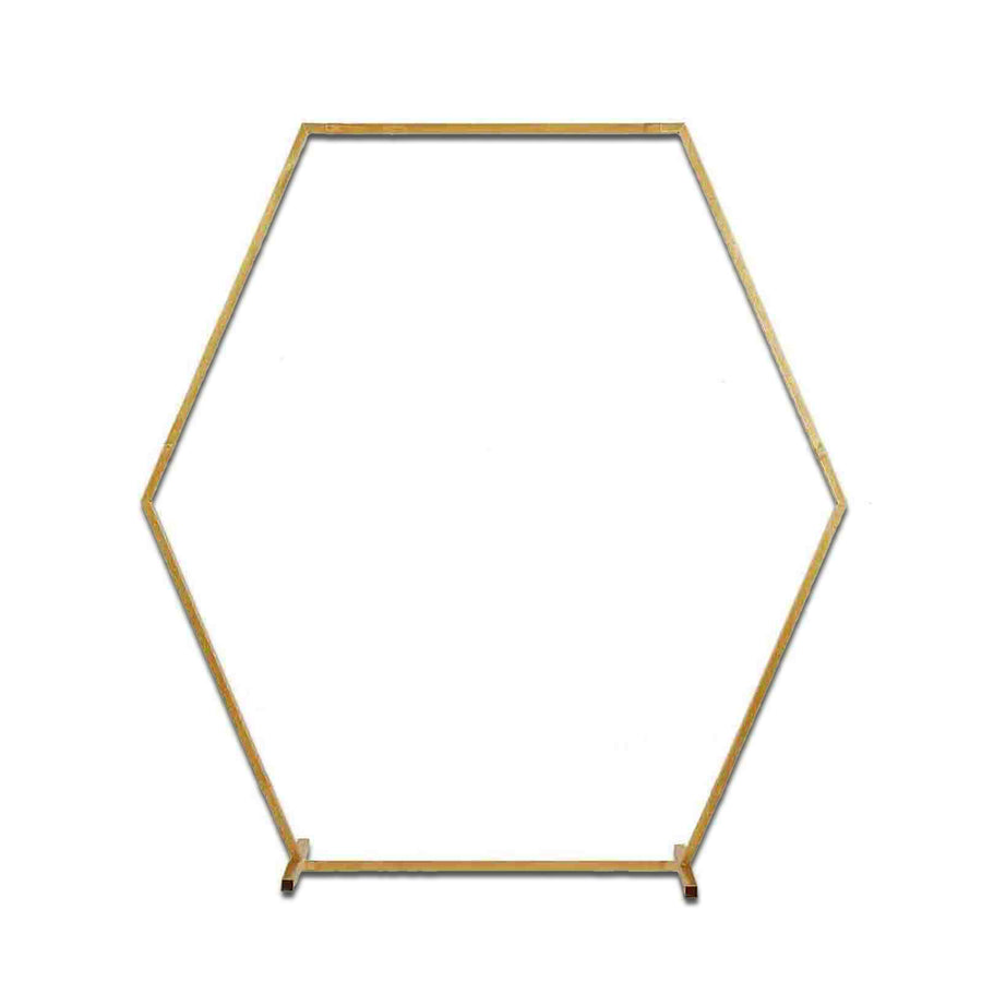 8ft Heavy Duty Gold Metal Hexagonal Wedding Arch Photo Backdrop Stand#whtbkgd