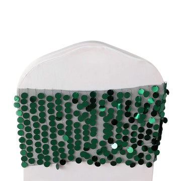 5 Pack 13"x10" Hunter Emerald Green Big Payette Sequin Chair Sash Bands