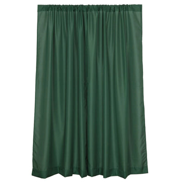 2 Pack Hunter Emerald Green Polyester Event Curtain Drapes, 10ftx8ft Backdrop Event Panels With Rod Pockets 130 GSM