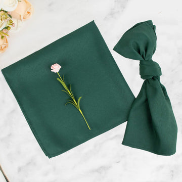 5 Pack Hunter Emerald Green Premium Polyester Dinner Napkins, Seamless Cloth Napkins - 20"x20" - 220GSM