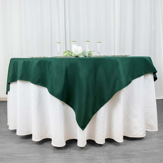 Versatile and Stylish: The 70"x70" Hunter Emerald Green Premium Polyester Square Table Overlay Versatile and Stylish: The 70"x70" Hunter Emerald Green Premium Polyester Square Table Overlay