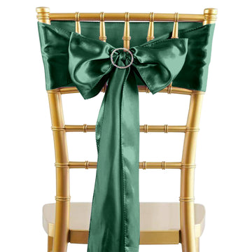 5 Pack 6"x106" Hunter Emerald Green Satin Chair Sashes