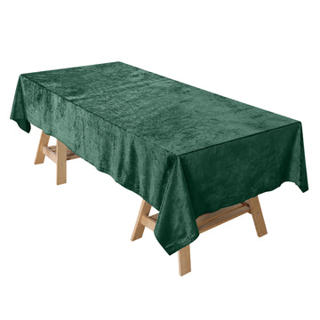 60"x102" Hunter Emerald Green Seamless Premium Velvet Rectangle Tablecloth, Reusable Linen