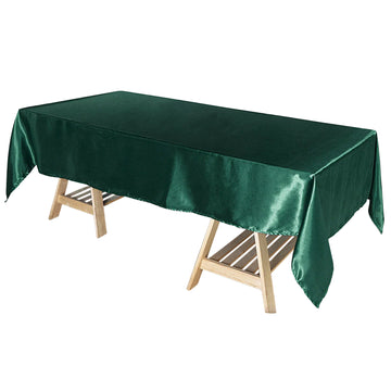 60"x102" Hunter Emerald Green Seamless Smooth Satin Rectangular Tablecloth