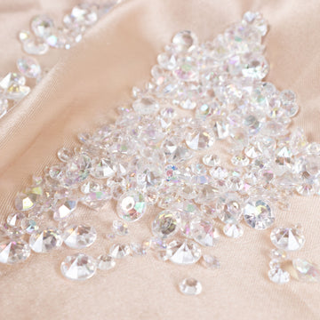 4000 Pcs Iridescent Acrylic Diamond Vase Fillers Wedding Table Confetti, DIY Craft Beads Table Scatters - 3mm, 6mm, 10mm