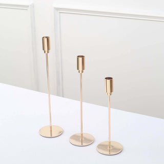 Create a Memorable Event with the Gold Metal Taper Candle Holder Set Create a Memorable Event with the Gold Metal Taper Candle Holder Set