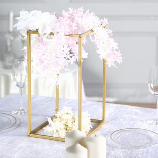 Elevate Your Event Decor with the 2 Pack | 16" Rectangular Gold Metal Wedding Flower Stand Elevate Your Event Decor with the 2 Pack | 16" Rectangular Gold Metal Wedding Flower Stand