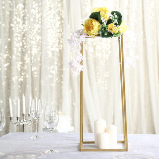 Create Unforgettable Moments with the 2 Pack | 24" Rectangular Gold Metal Wedding Flower Stand Create Unforgettable Moments with the 2 Pack | 24" Rectangular Gold Metal Wedding Flower Stand