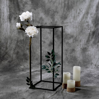 Add a Touch of Glamour to Your Event Decor with the 24" Rectangular Matte Black Metal Wedding Flower Stand