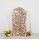 7ft Sparkly Rose Gold Big Payette Sequin Fitted Wedding Arch Cover for Round Top Chiara Backdrop