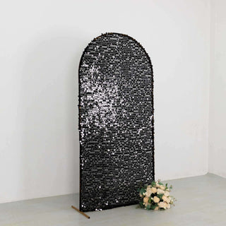 Sparkly Black Big Payette Sequin Round Top Backdrop Stand Cover Sparkly Black Big Payette Sequin Round Top Backdrop Stand Cover