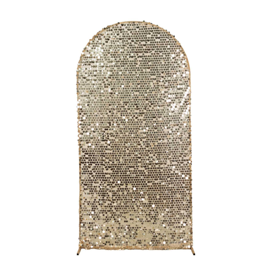 7ft Sparkly Champagne Big Payette Sequin Fitted Wedding Arch Cover for Round Top Chiara#whtbkgd