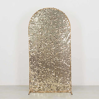 Champagne Big Payette Sequin Round Top Backdrop Stand Cover Champagne Big Payette Sequin Round Top Backdrop Stand Cover