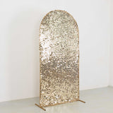7ft Sparkly Champagne Big Payette Sequin Fitted Wedding Arch Cover for Round Top Chiara Backdrop