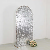 7ft Sparkly Silver Big Payette Sequin Fitted Wedding Arch Cover for Round Top Chiara Backdrop Stand