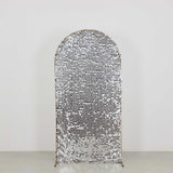 7ft Sparkly Silver Big Payette Sequin Fitted Wedding Arch Cover for Round Top Chiara Backdrop Stand