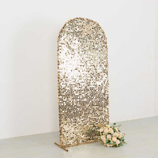 Champagne Big Payette Sequin Round Top Backdrop Stand Cover
