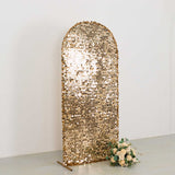 6ft Sparkly Gold Big Payette Sequin Fitted Wedding Arch Cover for Round Top Chiara Backdrop