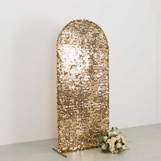 Fitted Gold Big Payette Sequin Round Top Backdrop Stand Cover