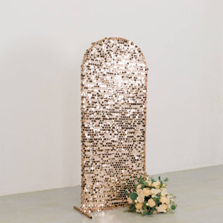 Alluring Rose Gold Big Payette Sequin Backdrop Cover Alluring Rose Gold Big Payette Sequin Backdrop Cover