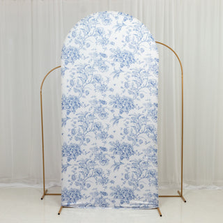 Floral patterned backdrop fabric on a gold frame
