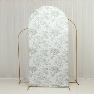 Floral patterned backdrop with arched top and gold frame
