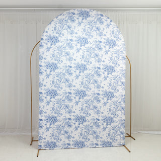 Blue French Toile Blue Spandex Backdrop Cover for Round Top Arch Blue French Toile Blue Spandex Backdrop Cover for Round Top Arch
