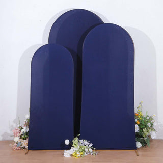 Elevate Your Wedding Arch with Navy Blue Chiara Backdrop Stand Covers Elevate Your Wedding Arch with Navy Blue Chiara Backdrop Stand Covers