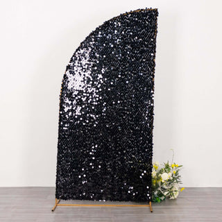 7ft Black Double Sided Big Payette Sequin Chiara Wedding Arch Cover 7ft Black Double Sided Big Payette Sequin Chiara Wedding Arch Cover