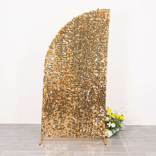 7ft Gold Double Sided Big Payette Sequin Chiara Wedding Arch Cover 7ft Gold Double Sided Big Payette Sequin Chiara Wedding Arch Cover