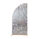 6ft Silver Double Sided Big Payette Sequin Chiara Arch Cover For Half Moon Backdrop Stand#whtbkgd