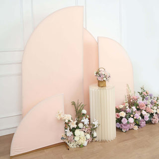 Versatile and Convenient Matte Blush Spandex Half Moon Chiara Backdrop Stand Covers Versatile and Convenient Matte Blush Spandex Half Moon Chiara Backdrop Stand Covers