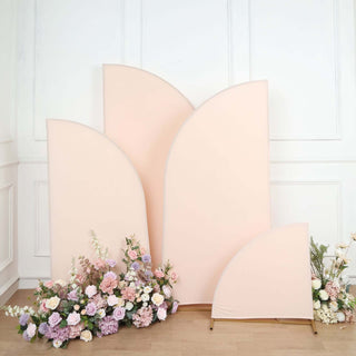 Enhance Your Wedding Decor with Matte Blush Spandex Half Moon Chiara Backdrop Stand Covers Enhance Your Wedding Decor with Matte Blush Spandex Half Moon Chiara Backdrop Stand Covers