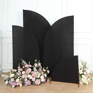 Matte Black Spandex Half Moon Chiara Backdrop Stand Covers Matte Black Spandex Half Moon Chiara Backdrop Stand Covers