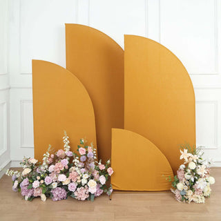 Transform Your Wedding Arch with Matte Gold Spandex Backdrop Stand Covers Transform Your Wedding Arch with Matte Gold Spandex Backdrop Stand Covers