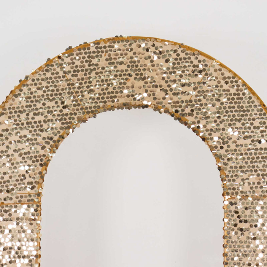 8ft Gold Big Payette Sequin Open Arch Wedding Arch Cover, Sparkly U-Shaped Fitted Backdrop Slipcover