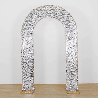 <strong>Silver Big Payette Sequin Open Arch Wedding Arch Slipcover</strong> <strong>Silver Big Payette Sequin Open Arch Wedding Arch Slipcover</strong>