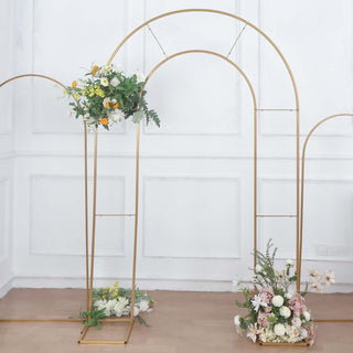 Captivating Gold Metal Round Top Double Arch Wedding Arbor Ceremony Stand Captivating Gold Metal Round Top Double Arch Wedding Arbor Ceremony Stand
