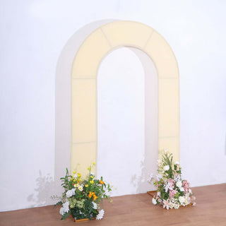 Elegant Beige Spandex Fitted Arch Cover for Unforgettable Events Elegant Beige Spandex Fitted Arch Cover for Unforgettable Events